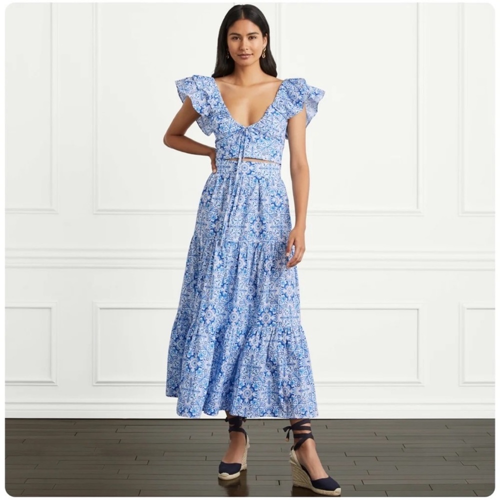 Hill House Camilla Maxi Skirt in Blue Mosaic